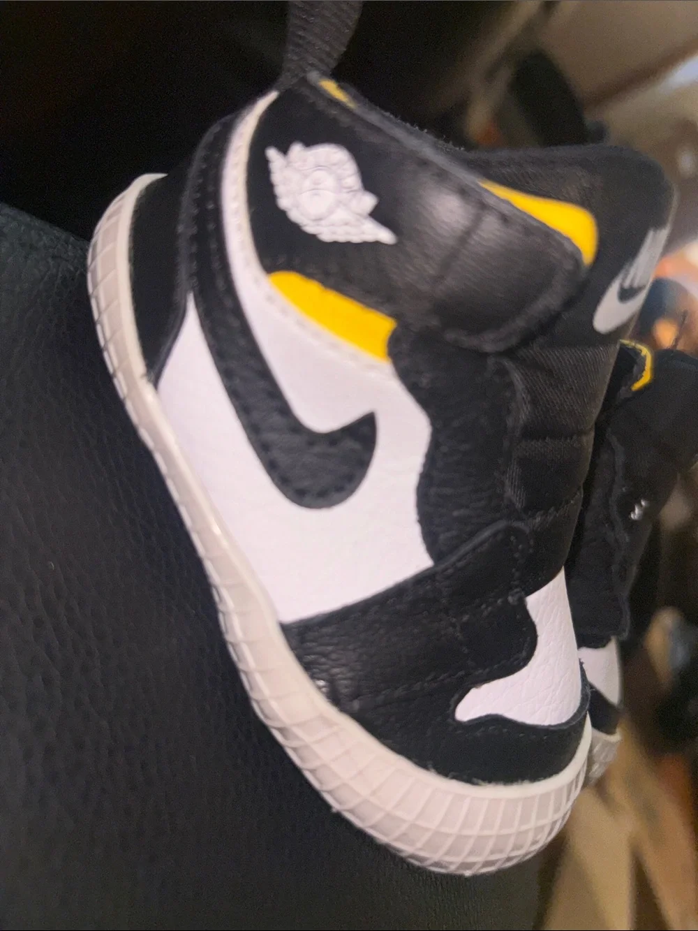 Nike Baby Black, White & Yellow High-Top Walker Sneakers